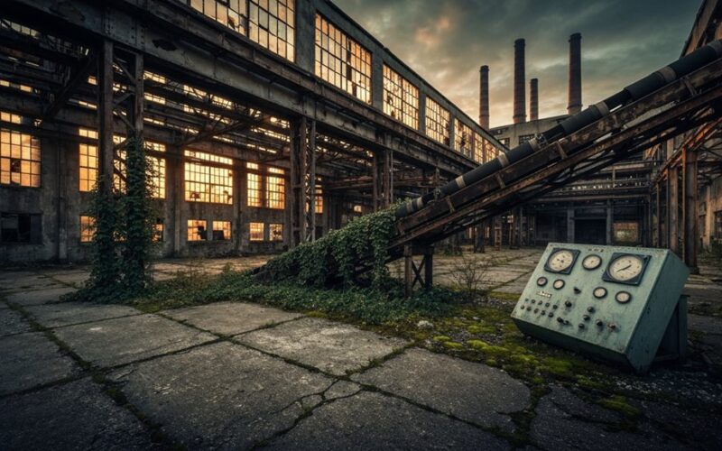 Gespenstische verlassene Industriestandorte